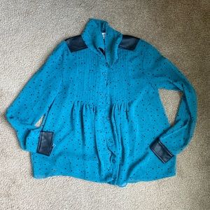 ★ BCBG STARS + LEATHER TOP